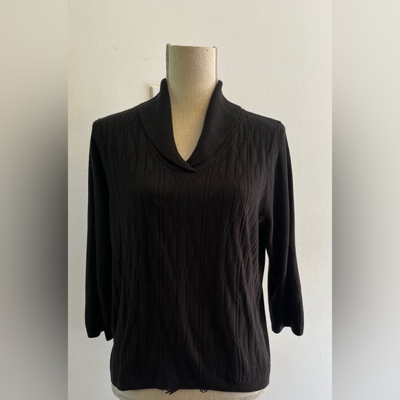ALIA Petites Black Super Soft cableknit Sweater LARGE - Picture 3 of 9